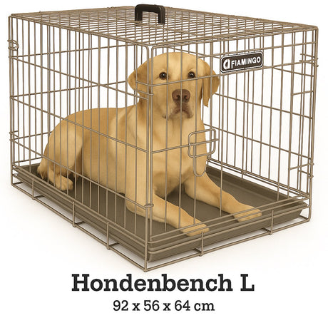 Flamingo hondenbench l – opvouwbare hondenbench auto – hondenbench draadkooi taupe – 92x56x64 cm – hondenbench ebo taupe