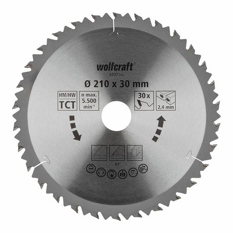 Wolfcraft - cirkelzaagblad 210x30mm - 30 tanden - voor cirkelzaag - hm, serie bruin - 6737000