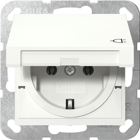 Gira systeem 55 wandcontactdoos met randaarde klapdeksel 1v zuiver wit 445403