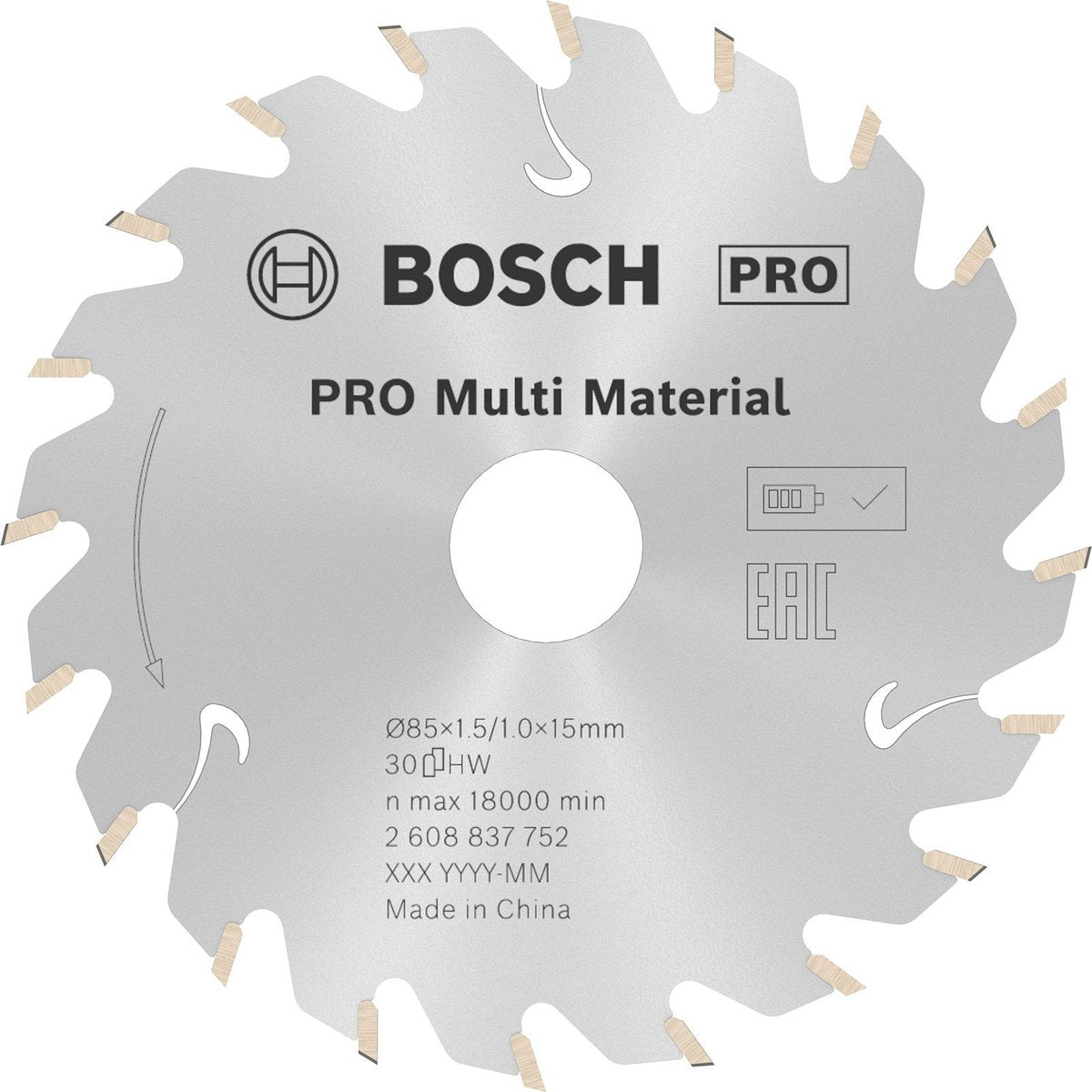 Bosch pro multi material accuzaagblad voor cirkelzagen 85 x 1,5 x...