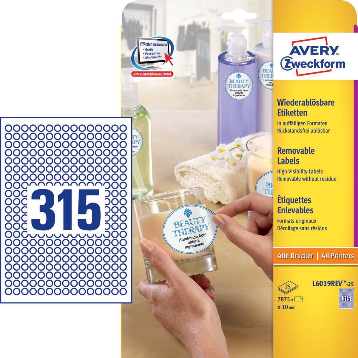 Avery labels white ø 10mm(25) l6019