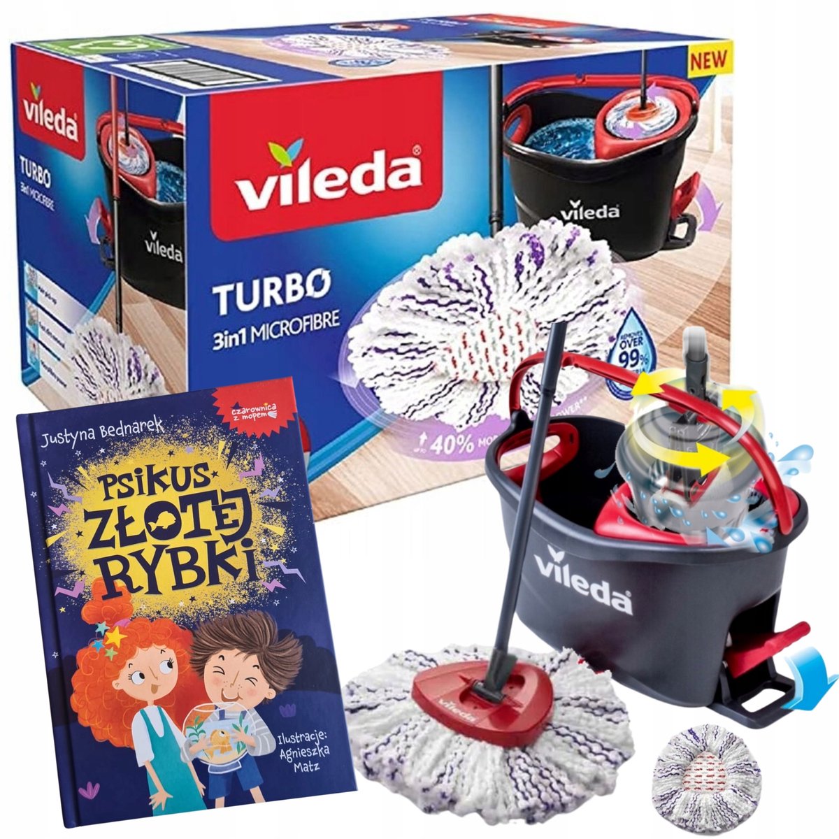 Vileda turbo 3-in-1 draaibare dweilset met microvezel centrifuge