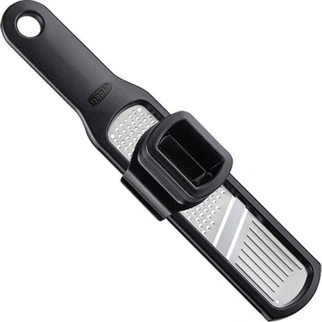 Gefu rafino knoflookrasp en -schaaf 23 cm – 2-in-1 – rvs – inclusief restenhouder