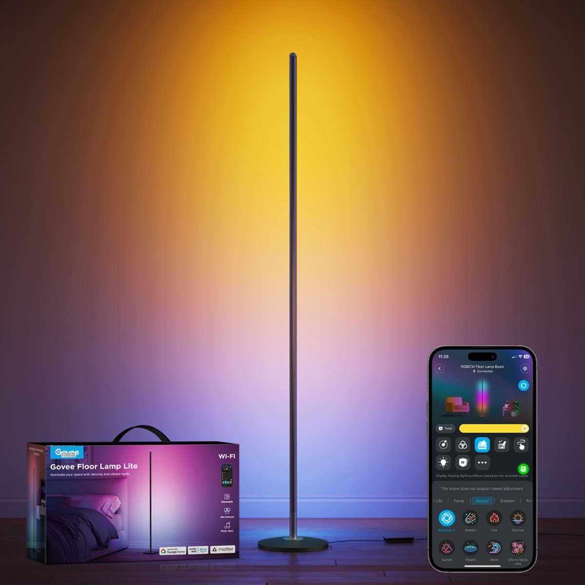 Govee slimme vloerlamp 136 cm matter rgbicw