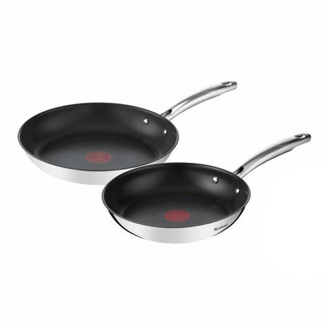 Tefal duetto koekenpannen - set van 2 - 24 28 cm - inductie, roestvrijstalen buitencoating - antibaklaag