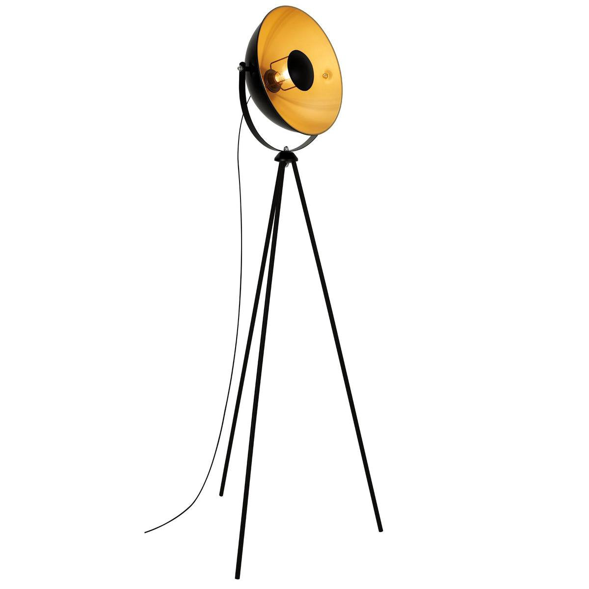 Briloner sand - vloerlamp woonkamer - industrieel staande lamp - zwart goud - e27 fitting - metaal - 148cm