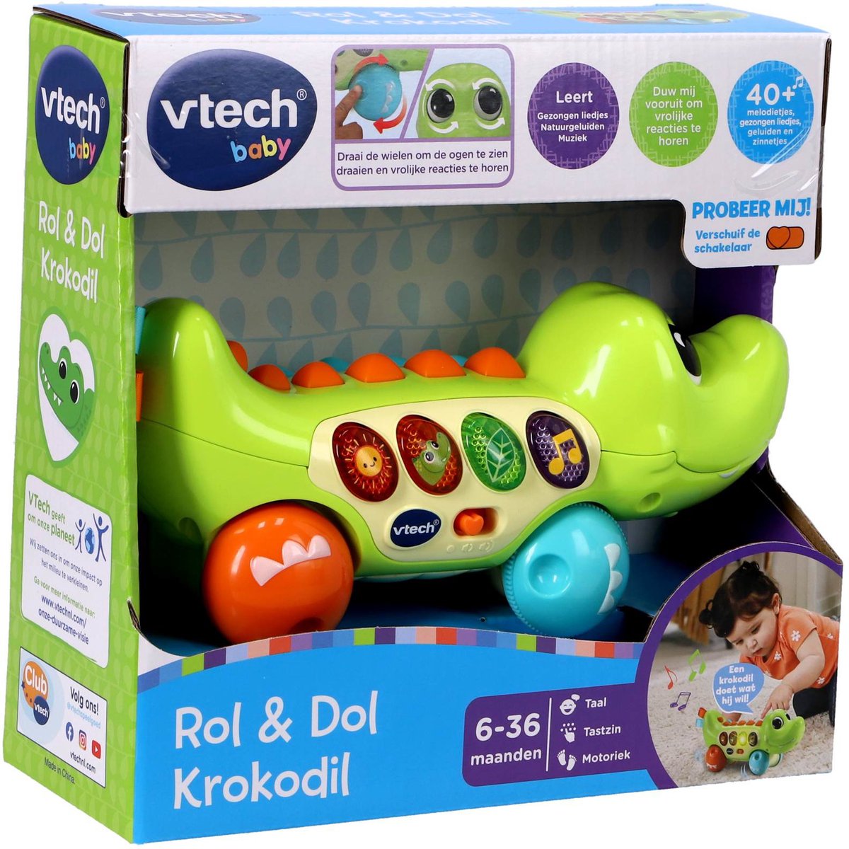 Vtech baby dierenvriendjes krokodil - educatief baby speelgoed - activiteitenroller met lichts- en geluidseffecten - cadeau - vanaf 6 maanden