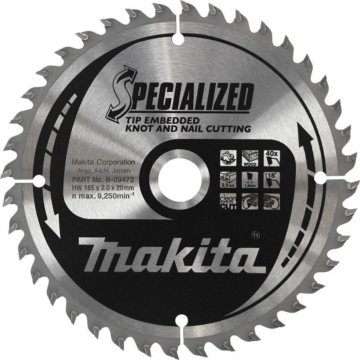 Makita cirkelzaagblad voor hout | specialized: noest spijker | ø 235mm asgat 30mm 48t - b-09519