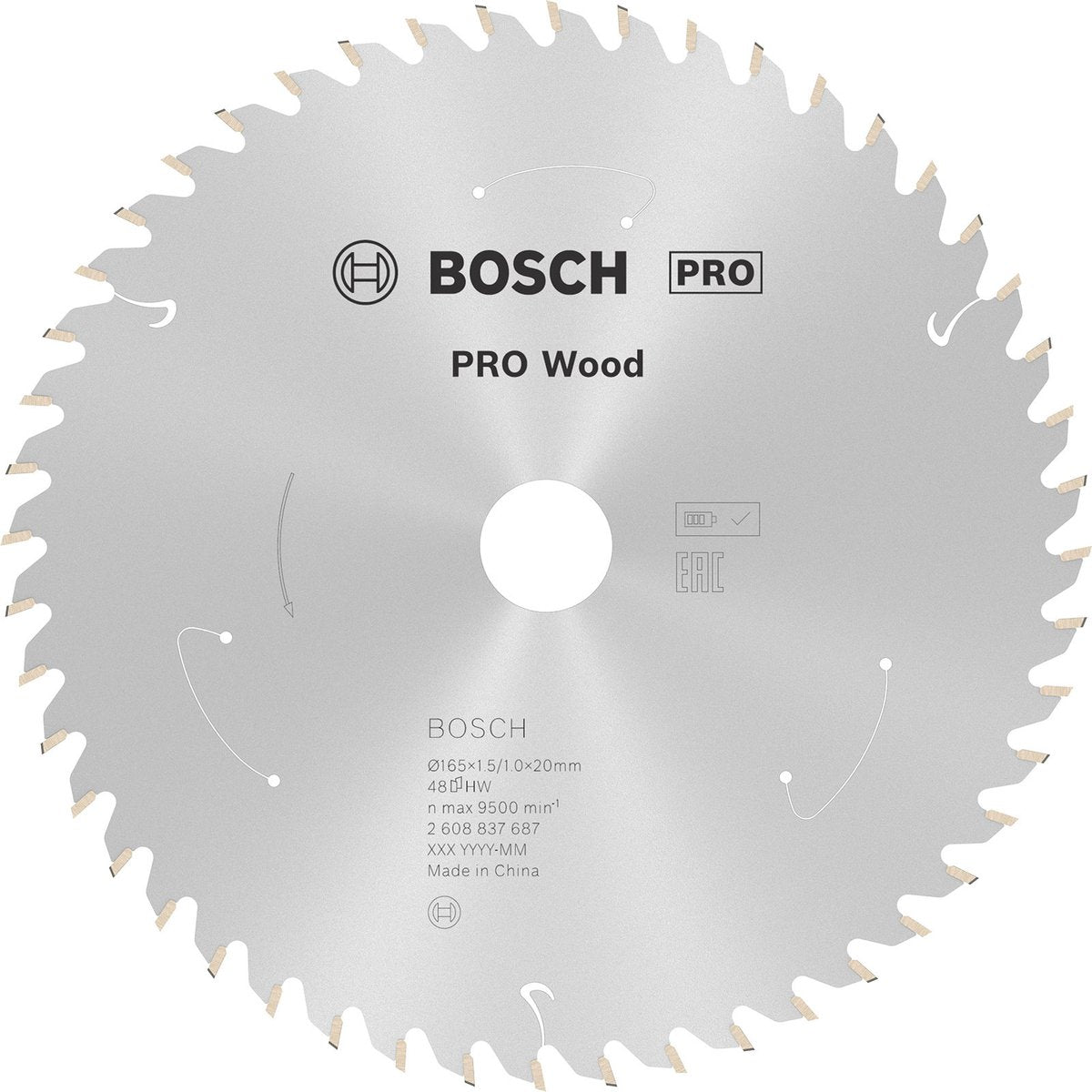 Bosch accessories 2608837687 hardmetaal-cirkelzaagblad 165 x 20 mm aantal tanden: 48 1 stuk(s)
