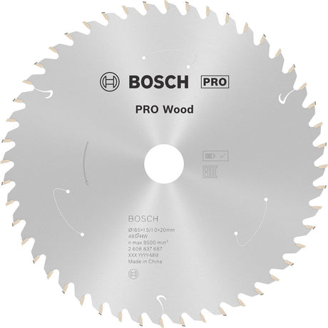 Bosch accessories 2608837687 hardmetaal-cirkelzaagblad 165 x 20 mm aantal tanden: 48 1 stuk(s)