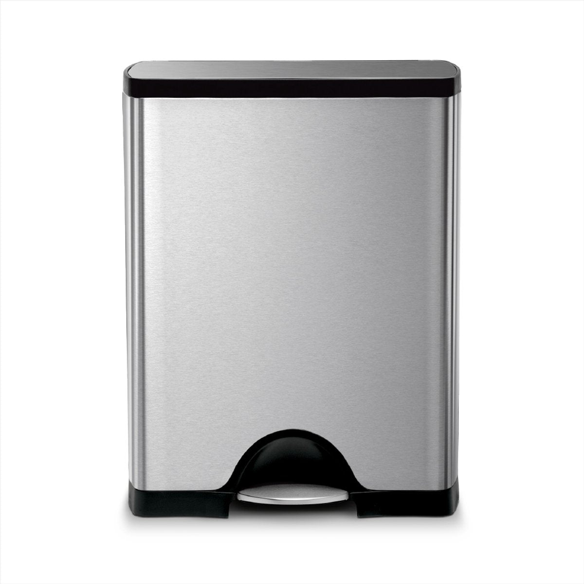 Simplehuman klassieke rechthoekige pedaalemmer - 46 liter - met twee compartimenten (30 16) - geborsteld rvs