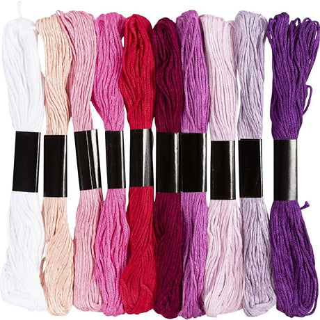 Creativ company cc borduurgaren paars roze harmonie 10 kleuren van elk 8m