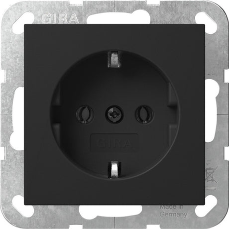 Gira systeem 55 wandcontactdoos met randaarde 1v mat zwart 4466005