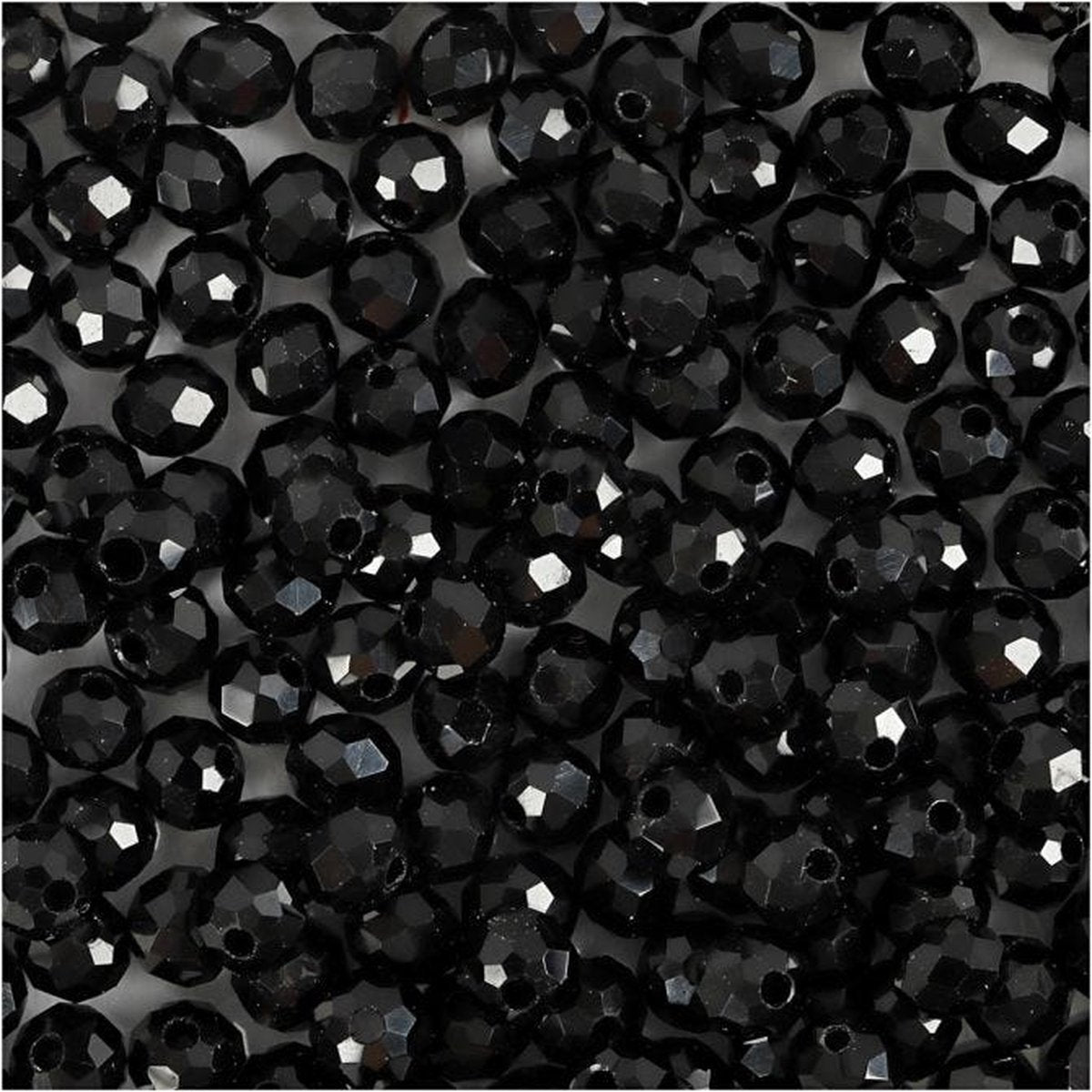 Creativ company cc glas facet kralen 3x4 mm metallic zwart 100 stuks