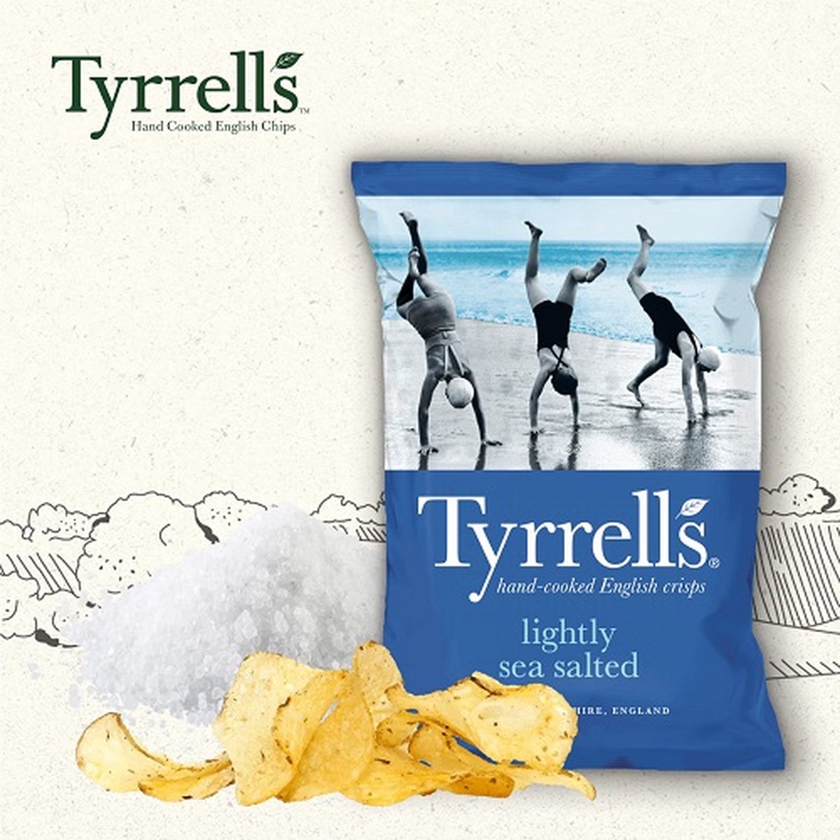 Tyrrells chips simply sea salted 18 x 40 gram