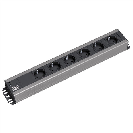 Bachmann stekkerdoos 6x geaard contact, 19-inch rack-compatibel, 2 m