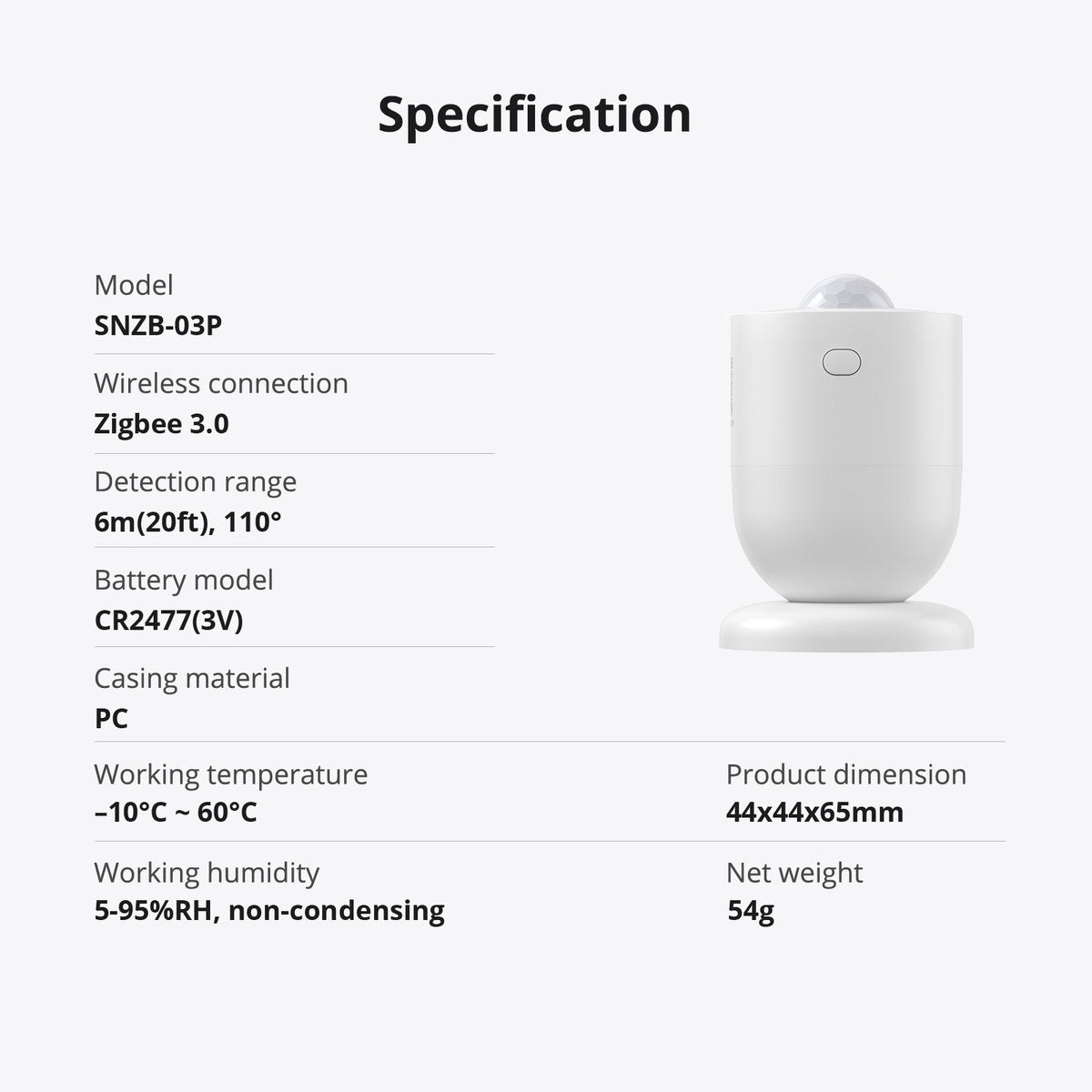 Sonoff zigbee bewegingssensor snzb-03p voor huisbeveiliging en automatisering