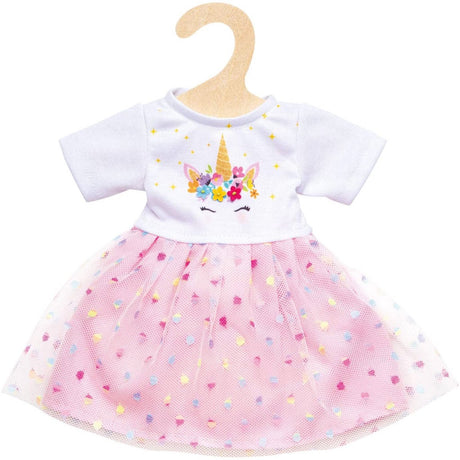 Heless poppenkleding jurk eenhoorn meisjes 35-45 cm wit roze 2-delig