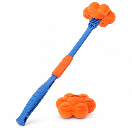 Rosewood fitdog apporteerset – inklapbare werpstok met moleculebal – drijvend – oranje blauw