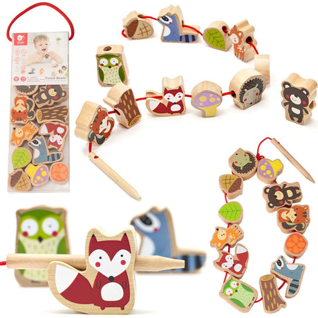 Classic world houten rijgkralen bosdieren