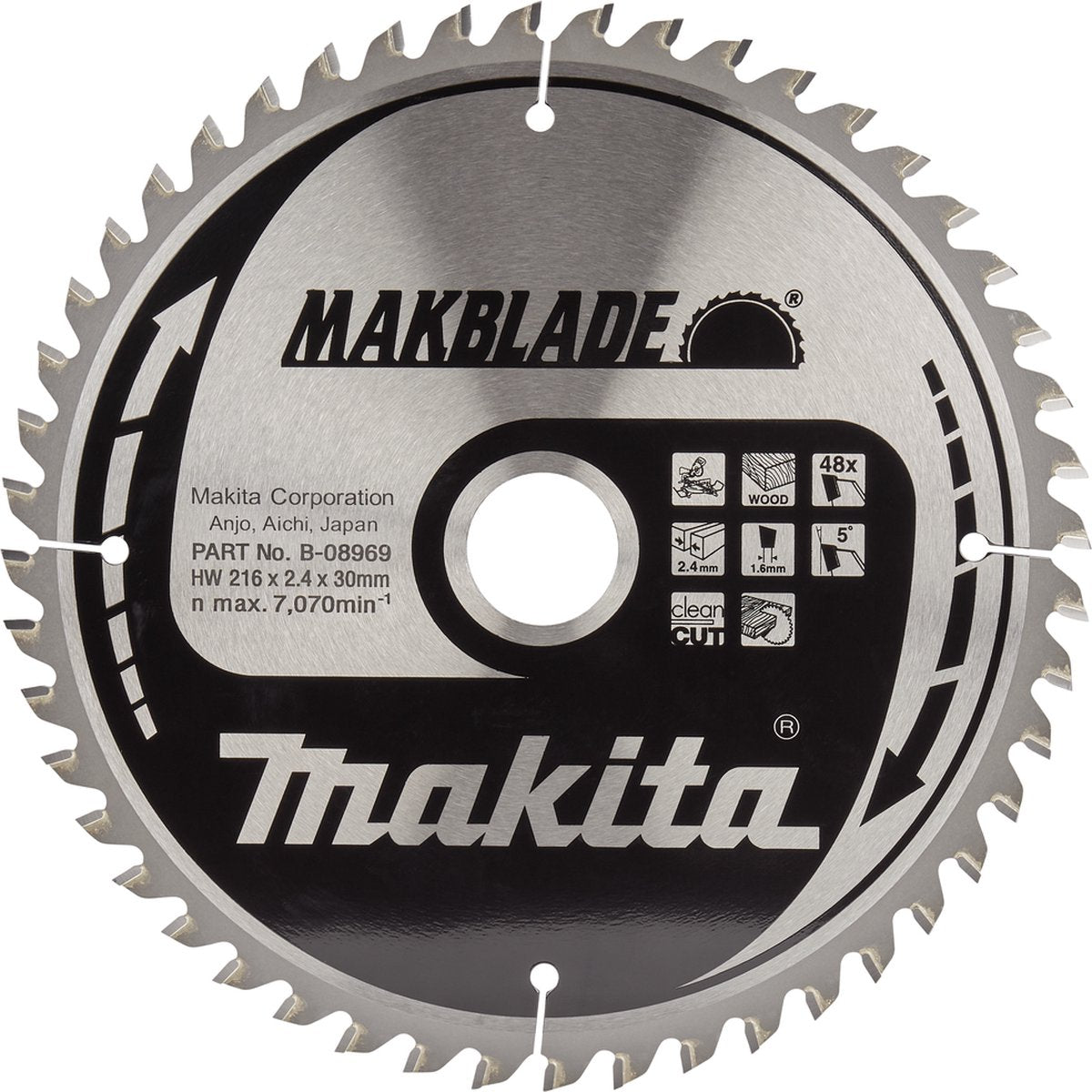 Makita afkortzaagblad voor hout | makblade | ø 216mm asgat 30mm 48t - b-08969