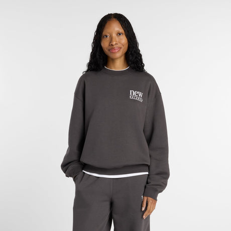 New balance reimagined fleece crew dames trui - faded black