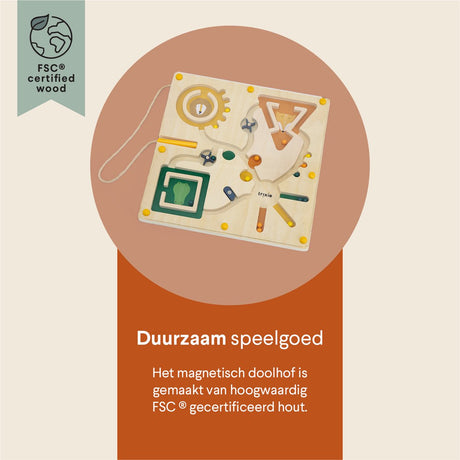 Trixie magnetisch doolhof - houten speelgoed - voor kinderen - gezelschapsspel vanaf 2 jaar - stimuleert ontwikkeling - fsc
