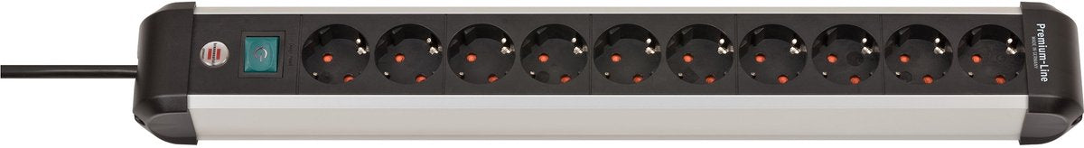 Brennenstuhl premium-alu-line stekkerdoos met schakelaar 10-voudig 3m h05vv-f 3g1,5