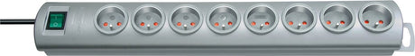 Brennenstuhl primera-line stekkerdoos 8-voudig zilver 2m h05vv-f 3g1,5 *fr be*