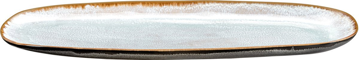 Medard de noblat - shadow aqua - grote ovale schaal 35.5 x 14 cm - 2 delig - stoneware