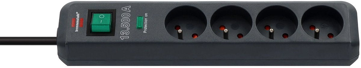Brennenstuhl eco-line 13.500a stekkerdoos met overspanningsbeveiliging 4-voudig antraciet 1,5m h05vv-f 3g1,5 *fr*