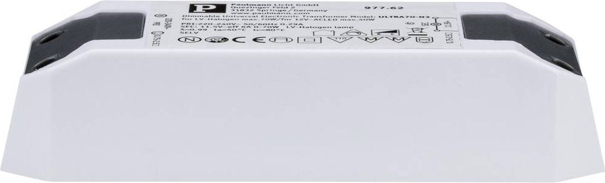Paulmann elektronische trafo halogen+led max. 0-50w 220-240 12v 50va wit