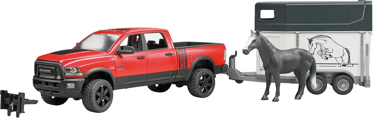 Bruder | 2501 ram 25 | power wagon | met paardenaanhanger en 1 paard