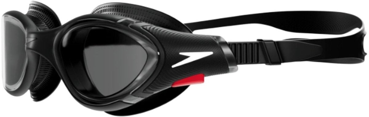 Speedo biofuse 2.0 zwembril - ergonomische duikbril volwassenen - anti condens uv-bescherming - professionele zwembril met drukknopsluiting - superzachte afdichting - zwart smoke