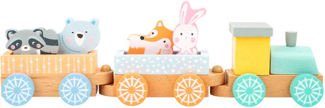 Small foot - houten trein met bosdieren pastel, 9dlg.