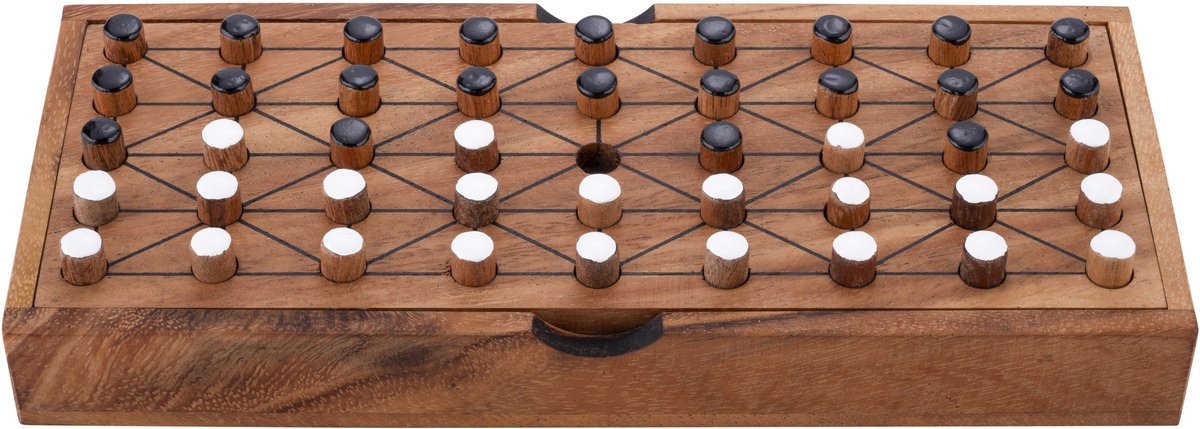 Engelhart fanorona – houten strategiespel – klassiek 2-spelers bordspel – tactisch denkspel – traditieel afrikaanse spel –