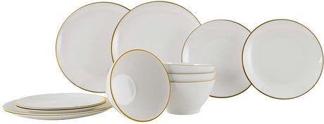 Gimex linea line servies - goud - 12-delig