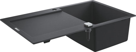 Grohe k500 composiet spoelbak met afdruipgedeelte - 86cm - inbouw - met overloop en automatische afvoer - granite black