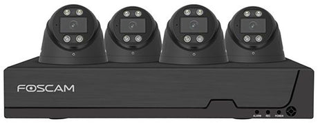 Foscam fn9108e-t4-2t kit beveiligingscamera set - 4 camera's - poe - 2tb geheugen - nachtzicht 20m - 5mp - zwart