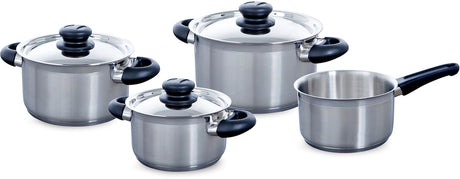 Bk karaat+ pannenset 4-delig - 16 18 20cm - zonder pfas-vrije antikleeflaag - pannenset inductie - rvs kookpan - ovenbestendig tot 160°c - met deksel - zilver