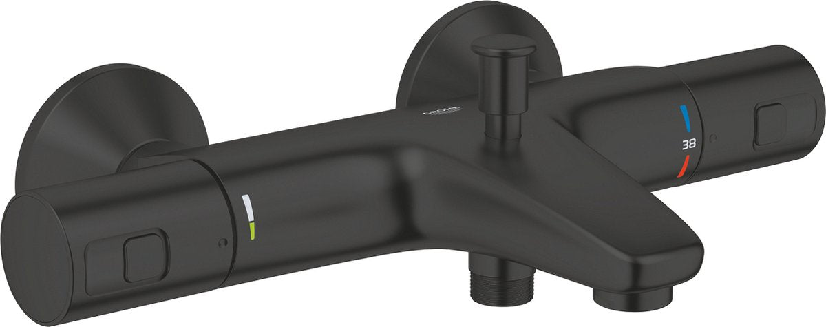 Grohe precision start thermostatische badkraan - 15 cm - waterbesparend - met omstelling - inclusief koppelingen - mat zwart