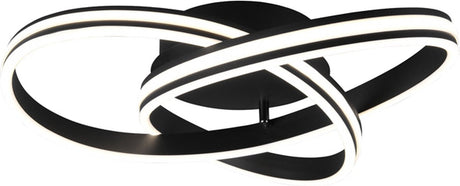 Trio nuria - plafondlamp - zwart mat - incl. 1x smd 58w - dimbaar met schakelaar - plafondbevestiging - dip - schakelaar