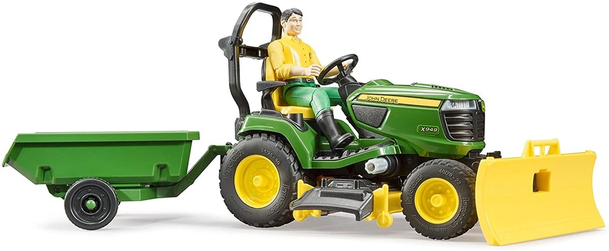 Goobay bruder john deere zitmaaier met aanhanger en tuinman