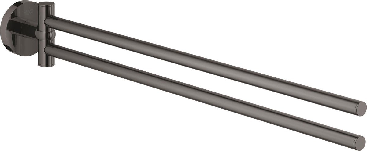 Grohe essentials handdoekhouder met twee draaibare armen - hard graphite (zwart)