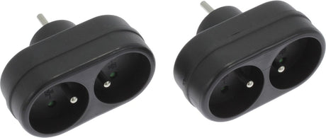 Q-link exin verdeelstekker - 2 x domino met penaarde - zwart