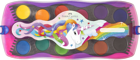 Faber-castell waterverfdoos connector unicorn - 12 kleuren + 1 tube witte opaque verf - fc-125035