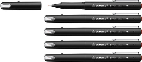 Stabilo dr!ver - premium fineliner - 0.4 mm - rood - doos 5 stuks