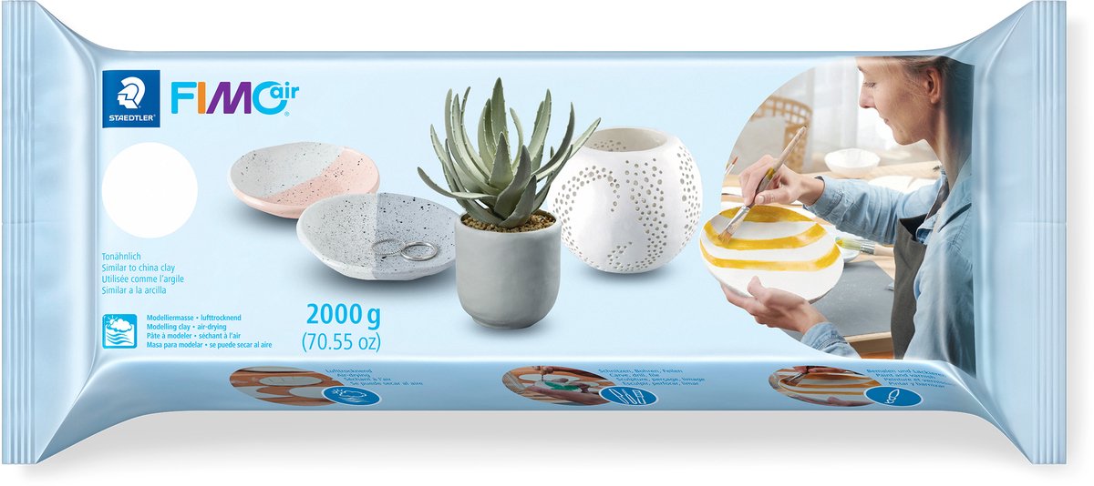 Fimo air - luchtdrogende boetseerklei - blok 2 kg - wit
