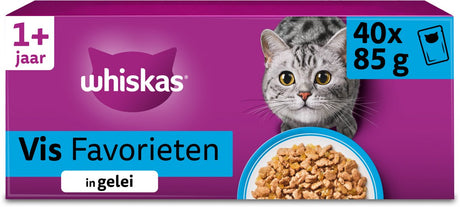 Whiskas kattenvoer - adult 1+ - vis selectie in gelei - 40x85g