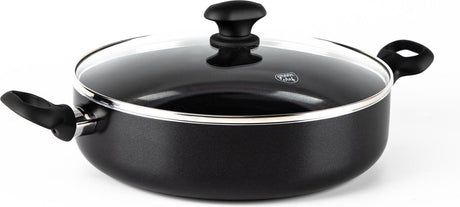 Greenchef diamond hapjespan 28cm met deksel - 4.25l - pfas-vrije antikleeflaag - hapjespan inductie - keramische pan - ovenbestendig tot 160°c - koelgreep - glazen deksel - zwart
